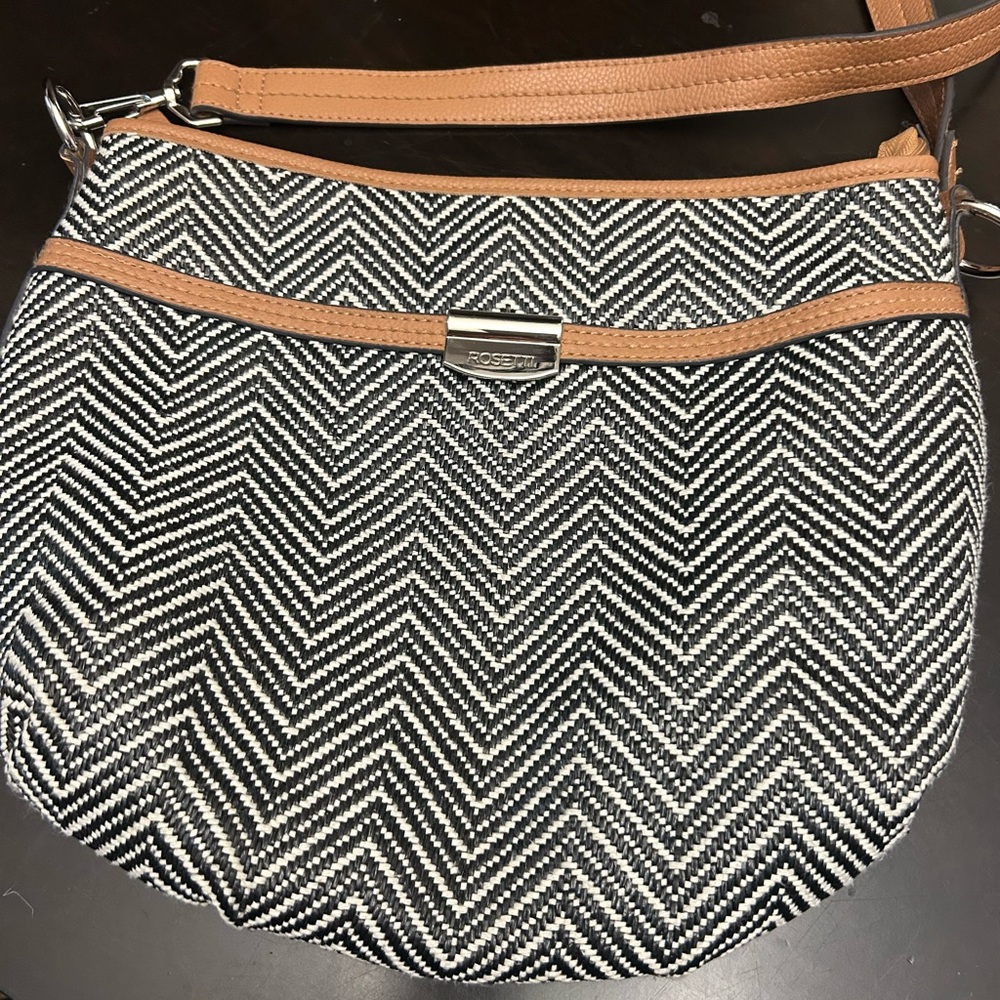 Rosetti Black and Tan Chevron Women's Bag